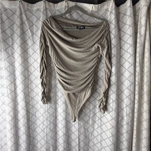 Steve Madden Taupe Draped Bodysuit